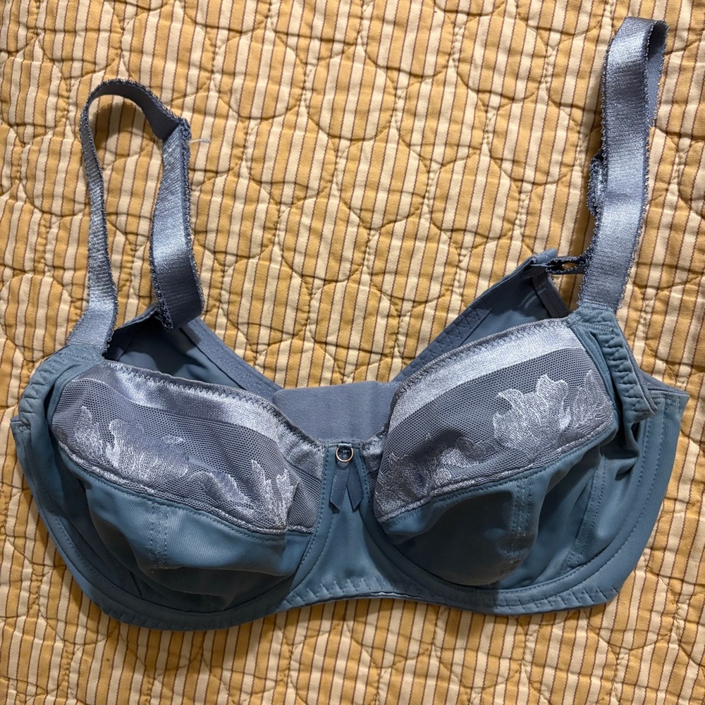 Elegant Fantasie Underwire Unpadded Blue Lace Bra Size 30G